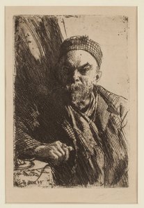 Portrét básníka Paula Verlaina (1844-1896) - Zorn, Anders Leonard (1860-1920) - 1895 - Lept - 23,7x16 - Soukromá sbírka od Anders Leonard Zorn