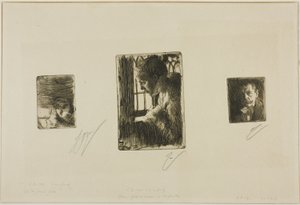 Dívčí hlava; selka u okna; Anders Zorn