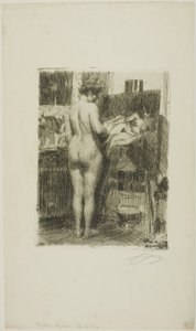 Model před obrázkem od Anders Leonard Zorn