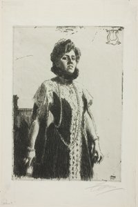 Oxenstierna (paní Aurore Klintberg, rozená Oxenstierna, celá délka) od Anders Leonard Zorn