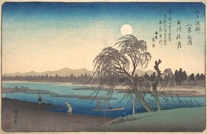 Podzimní měsíc na řece Tama, ca. 1838, ca. 1838. od Ando Hiroshige