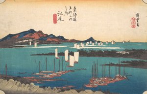 Vzdálený pohled na Miho Beach z Ejiri, ca. 1834, ca. 1834. od Ando Hiroshige