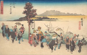 Imamiya nebo Ebisu? 1828. , komár. 1828. od Ando Hiroshige