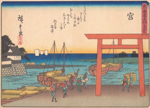 Miya, ze série Padesát tři zastávek na Tokaidské silnici, počátek 20...., počátek 20. století. od Ando Hiroshige