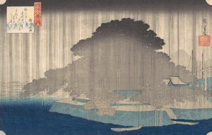 Noční déšť v Karasaki, ze série Osm pohledů na O-mi, ca. 1835, ca. 1835. od Ando Hiroshige