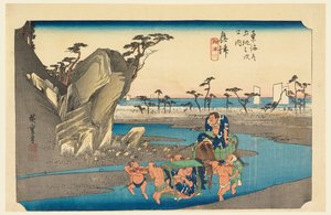 Okitsu River, člen te padesát tři S tachi zvuk te urbanity nižší d (městský stupeň hlavní hora další) od Ando Hiroshige