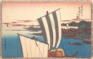 Shell Gathering v Shibaura. od Ando Hiroshige