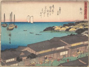 Zvuk tachi Shinagawa S, co? 1838. , komár. 1838. od Ando Hiroshige
