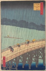 Sudden Shower over Shin-Ohashi Bridge and Atake Ohashi Atake no yudachi, from the series..., 1857. od Ando Hiroshige