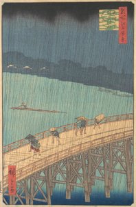 Sudden Shower over Shin-Ohashi Bridge and Atake Ohashi Atake no yudachi, from the series..., 1857. od Ando Hiroshige
