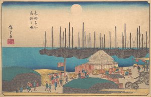 Kresba Takanawy, ? 1841. , komár. 1841. od Ando Hiroshige