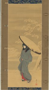Žena procházející se ve sněhu, 40. léta 19. století – začátek 50. let 19. století. od Ando Hiroshige
