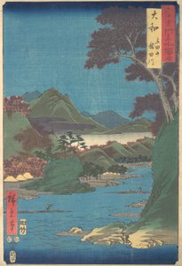Yamato, hora Tateda, řeka Tatsuta, 7. brána th x rok 1853. , 7. brána th x rok 1853. od Ando Hiroshige