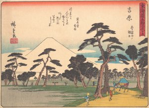 Yoshiwara, ze série Padesát tři zastávek na Tokaidské silnici, začátek 20. století. od Ando Hiroshige
