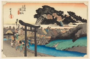 Yugoyoji Tempe (Fugisawa), Intefifty Threre S Stations of Teto Kaido Road (Tokaido Gojusan Next House) od Ando Hiroshige
