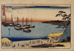 (Plachetnice v přístavu) od Ando or Utagawa Hiroshige