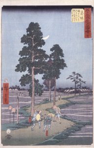 Akasaka (barevný dřevotisk) od Ando or Utagawa Hiroshige