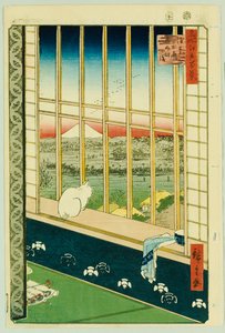 Rýžová pole Asakusa během festivalu kohouta od Ando or Utagawa Hiroshige