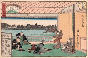 Drink Party v restauraci od Ando Hiroshige od Ando or Utagawa Hiroshige