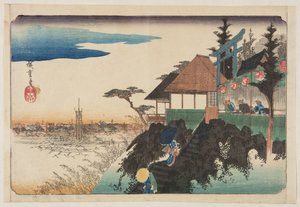 East Slope ve svatyni Kanda My?jinn (Kanda My?jin Higashizawa) (barevný dřevotisk) od Ando or Utagawa Hiroshige