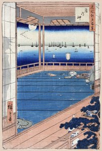 Japonský tisk: Moonlight. Série 100 slavných pohledů na Eda. (Měsíční svit. Sto slavných pohledů na Edo). Dílo Utagawy Hiroshige (1797-1858), dřevoryt od Ando or Utagawa Hiroshige