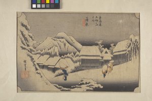 Večer Sníh Na Kambora od Ando or Utagawa Hiroshige