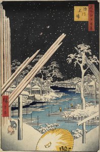 Fukagawa Lumberyards, 1856 od Ando or Utagawa Hiroshige