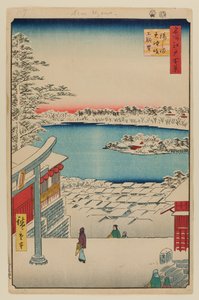 Výhled na vrchol kopce, svatyně Yushima Tenjin od Ando or Utagawa Hiroshige