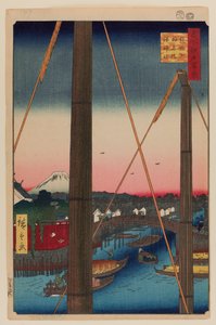 Most Inari a svatyně Minato, Teppozu od Ando or Utagawa Hiroshige