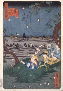 Listening To Crickets At D?kanyama (20) (D?kanyama Mushikiki) (barevný dřevěný tisk) od Ando or Utagawa Hiroshige