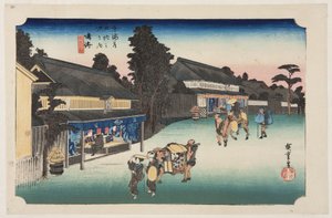 Narumi: Famou s Arimatsu Chie d Fabri c (Narumi, Meibutsu Arimatsu Shibori) od Ando or Utagawa Hiroshige
