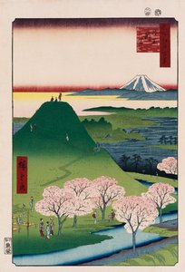New Fuji, Meguro“, ze série „Sto pohledů na známá místa v Edu“ od Ando or Utagawa Hiroshige