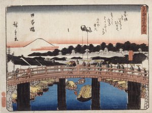 Nihonbashi (barevný dřevěný tisk) od Ando or Utagawa Hiroshige