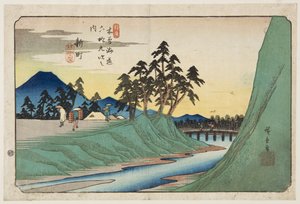 č. 12, Shinmachi (barevný dřevotisk) od Ando or Utagawa Hiroshige