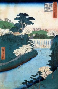 Sto slavných pohledů na Edo: přehrada řeky Otonashioji. Japonský tisk Utagawy Hiroshige (1797-1858) 19. století. Soukromá sbírka. od Ando or Utagawa Hiroshige