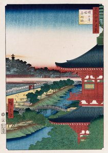 „Pagoda Zojoji, Akabane“, ze série „Sto pohledů na známá místa v Edo“ od Ando or Utagawa Hiroshige