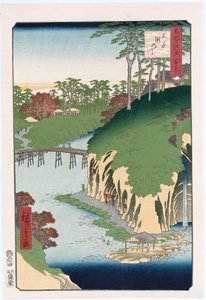 River of Waterfalls, Oji“, ze série „Sto pohledů na známá místa v Edu“ od Ando or Utagawa Hiroshige