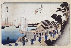 Shinagawa (barevný dřevořez) od Ando or Utagawa Hiroshige