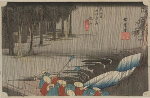 Jarní déšť od Ando or Utagawa Hiroshige