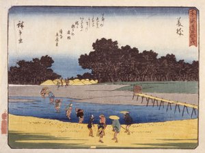 Station 23, Fujieda (barevný dřevotisk) od Ando or Utagawa Hiroshige