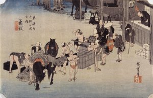 Station 23, Fujieda (barevný dřevotisk) od Ando or Utagawa Hiroshige