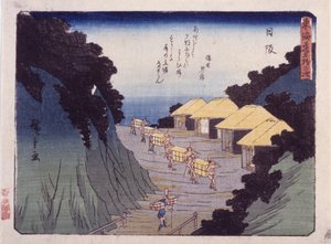 Station 26, Nissaka (barevný dřevořez) od Ando or Utagawa Hiroshige