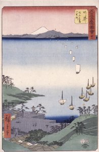 Station 32, Arai (barevný dřevořez) od Ando or Utagawa Hiroshige