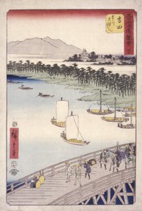 Station 35, Yoshida; Kyoka Tokaido Series (colour woodblock print) od Ando or Utagawa Hiroshige