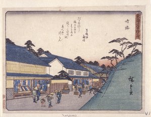 Stanice 41, Narumi (Color WoodBlock Print) od Ando or Utagawa Hiroshige
