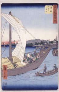 Station 43, Kuwana (barevný dřevořez) od Ando or Utagawa Hiroshige