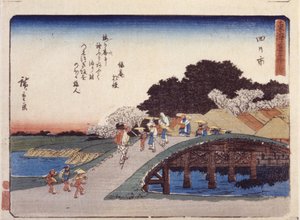 Station 44, Yokkaichi (barevný dřevořez) od Ando or Utagawa Hiroshige