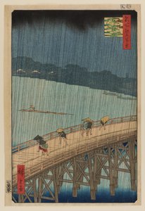 Náhlá přeháňka nad mostem Shin Ohashi a Atake od Ando or Utagawa Hiroshige
