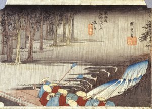 Tsuchiyama, jarní déšť (barevný dřevoryt) od Ando or Utagawa Hiroshige