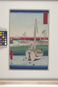 Tsukuda Offing In The Eastern Capital (T?to: Tsukuda Oki) (barevný dřevotisk) od Ando or Utagawa Hiroshige